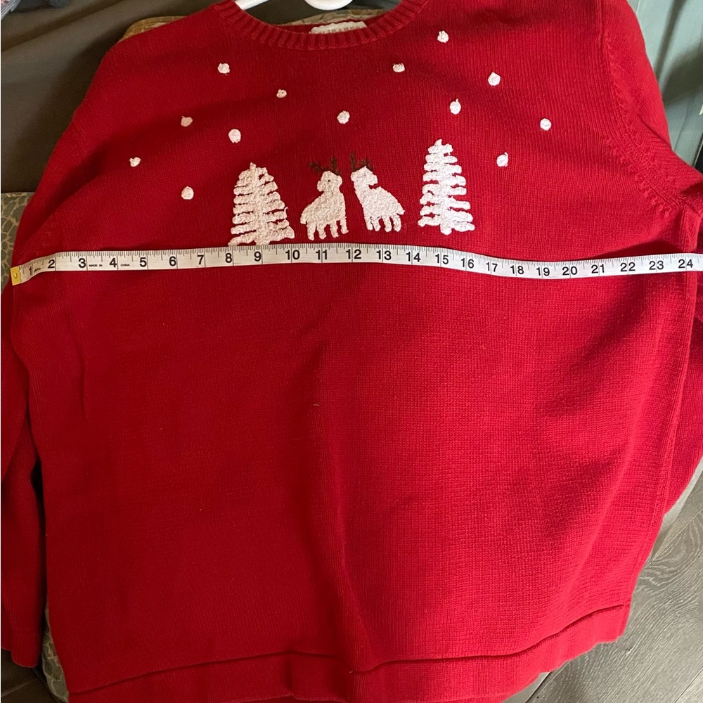 Rare vintage Claiborne Christmas sweater. Vibrant  red. 100% cotton warm & cozy - Picture 8 of 8